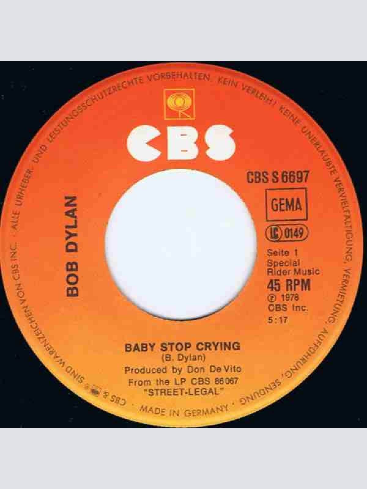 Vinyl / Bob Dylan - Baby Stop Crying