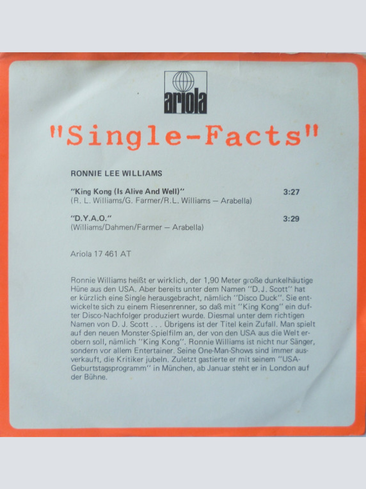 Vinyl / Ronnie Lee Williams* - King Kong