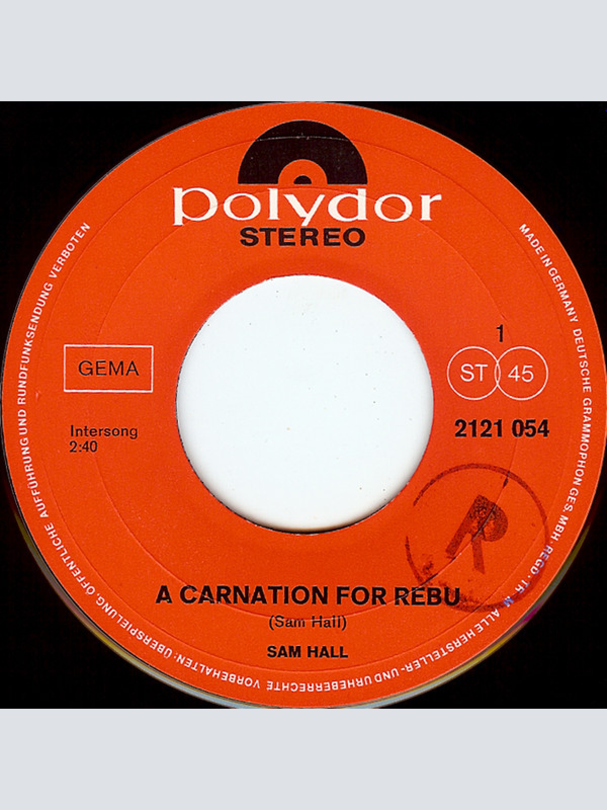Vinyl / Sam Hall (4) - A Carnation For Rebu