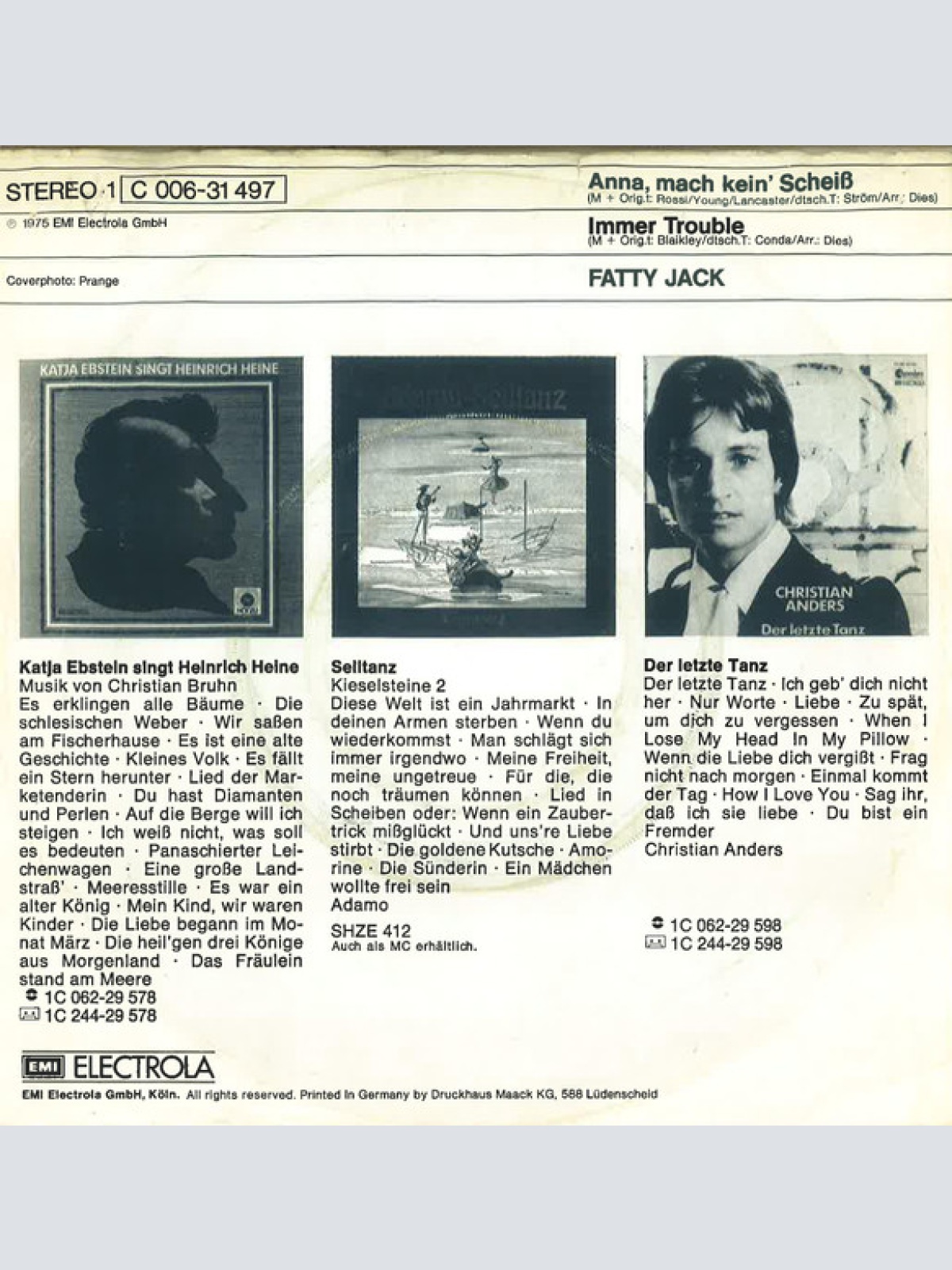 Vinyl / Fatty Jack - Anna, Mach Kein' Scheiss