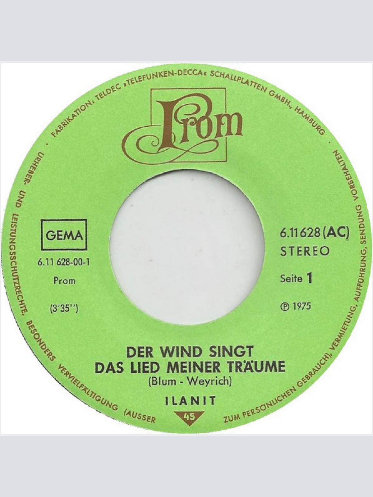 Vinyl / Ilanit - Der Wind Singt Das Lied Meiner Träume