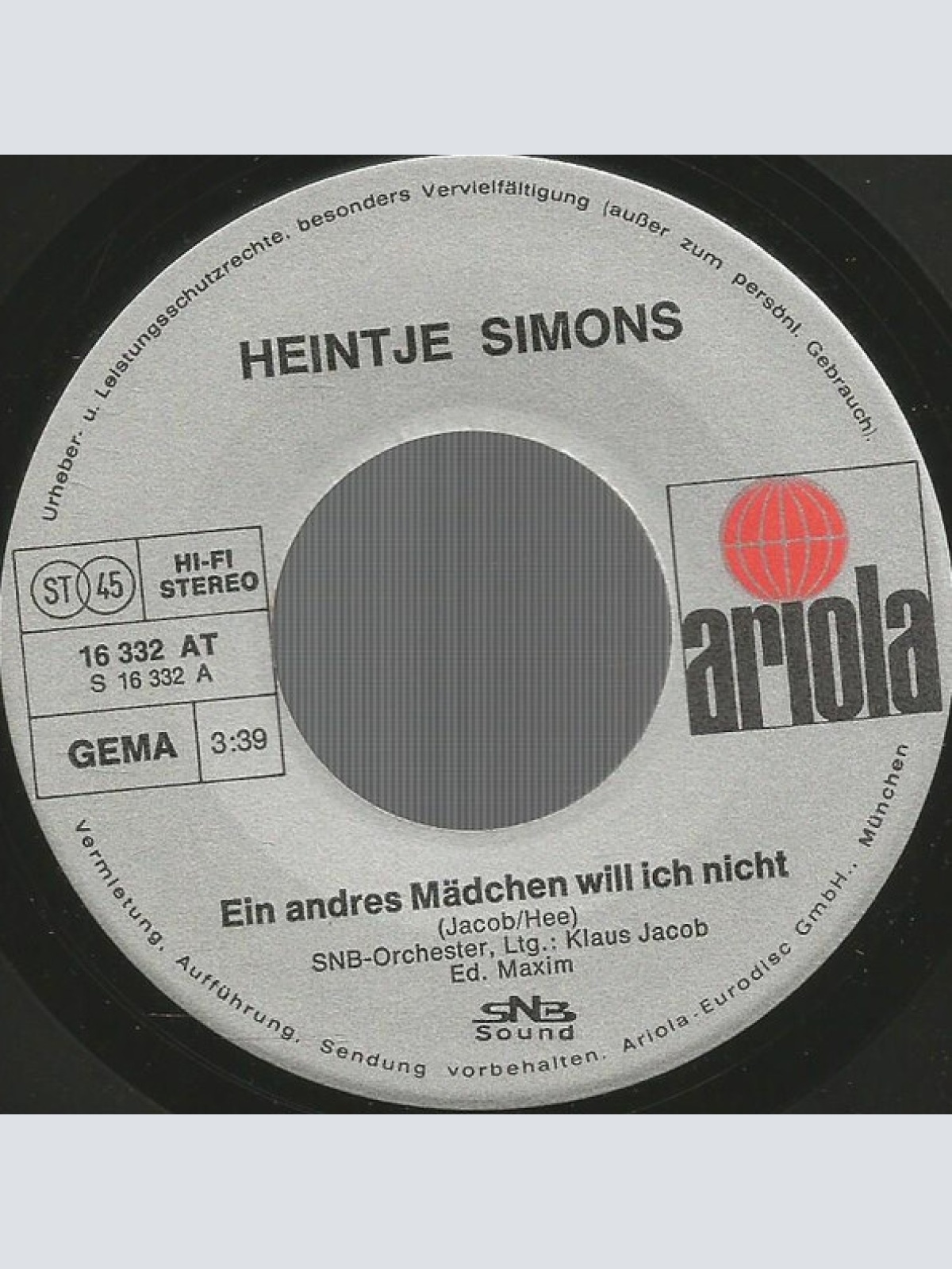 Vinyl / Heintje Simons* - Ein Andres Mädchen Will Ich Nicht
