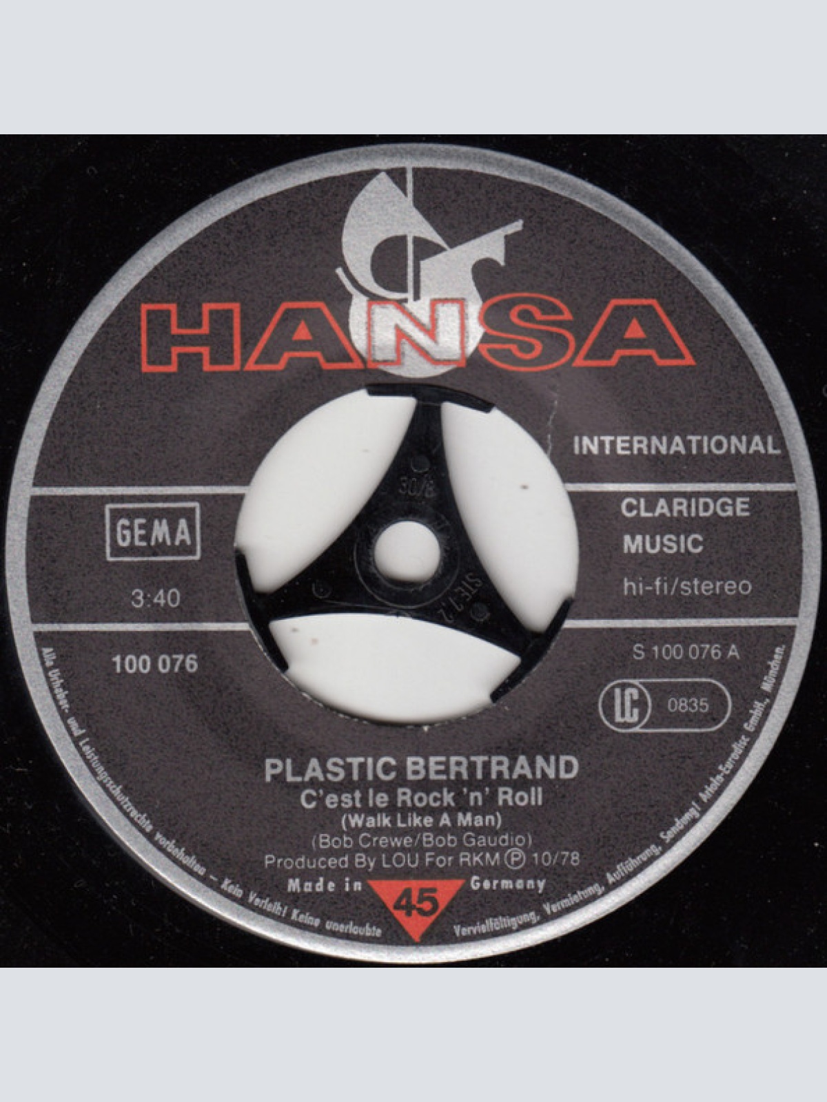 Vinyl / Plastic Bertrand - C'est Le Rock'n'Roll