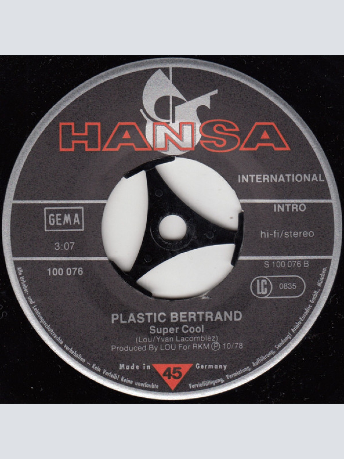 Vinyl / Plastic Bertrand - C'est Le Rock'n'Roll
