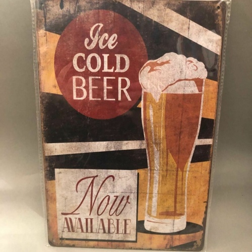 Nostalgie Blech Schild Beer Bier now available 20 x 30 42014