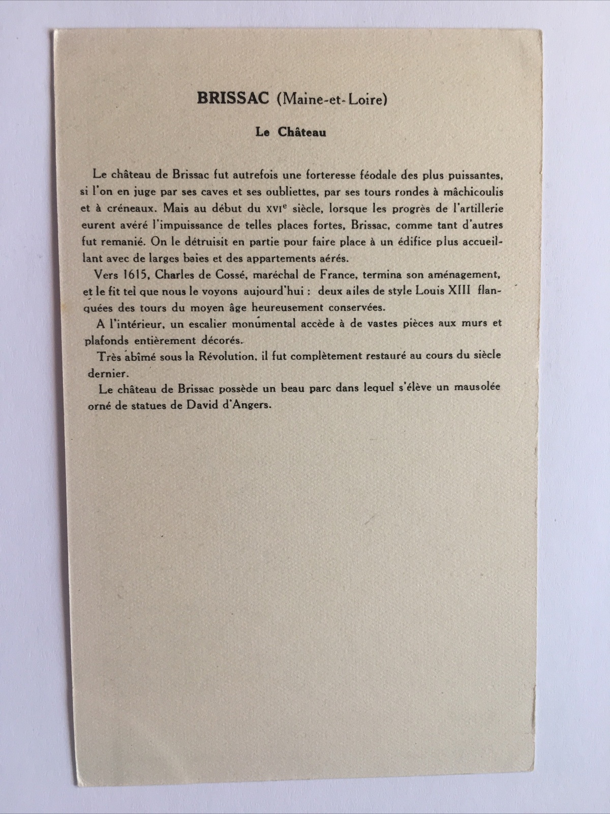 Brissac Le Chateau 85012 RE