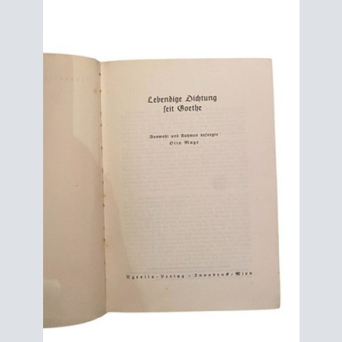 2282 LEBENDIGE DICHTUNG SEIT GOETHE HC Auswahl und Rahmen besorgte Otto Mayr