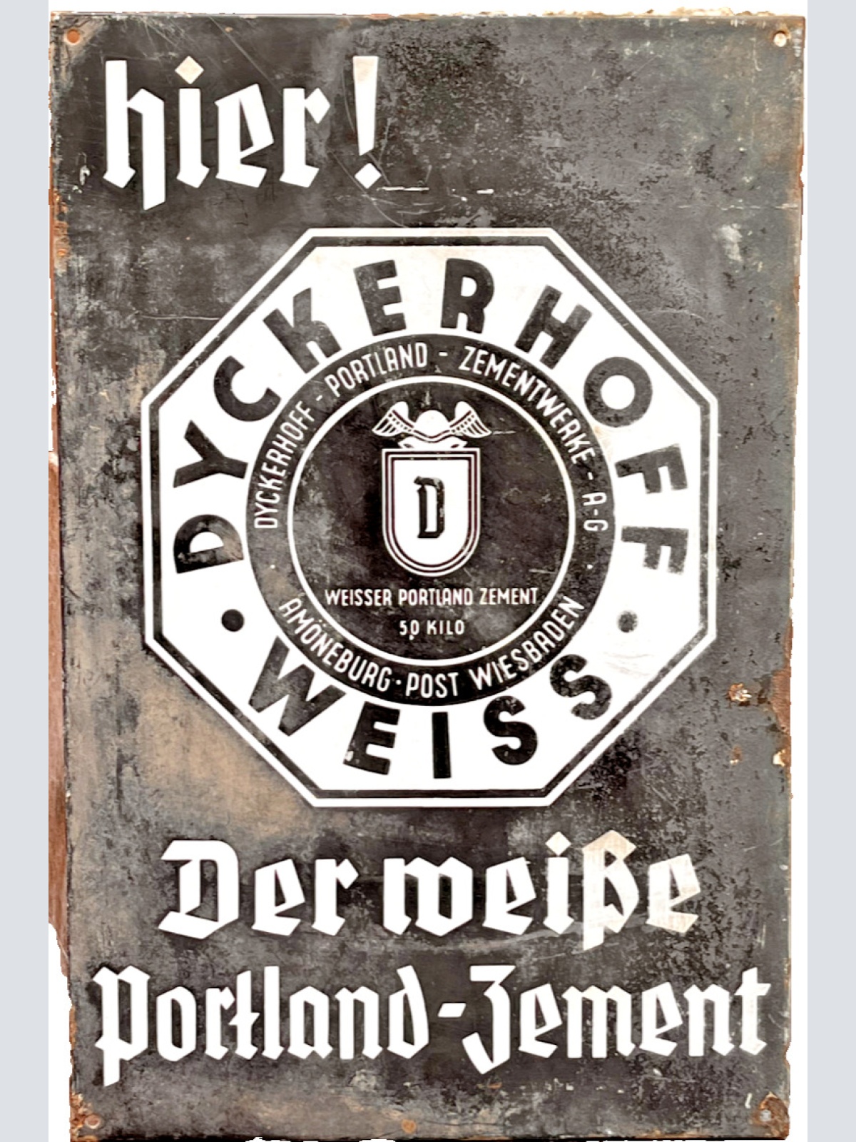 Nostalgie Emailleschild Dyckerhoff Traditions Zement-Firma seit 1884 60x40cm