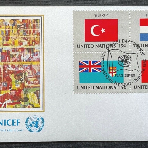 Brief Unicef FDC Flagge Turkey Luxemburg Fiji Vietnam ca.16,5x9,3cm 410308 PR