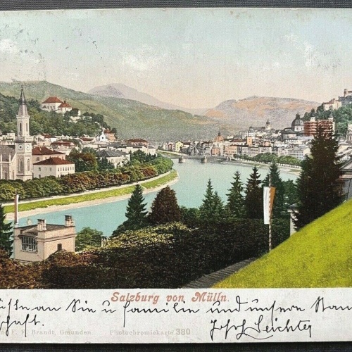 Salzburg von Mülln Salzach Fluss Brücke Festung Burg Kirche Österreich 410841 TH