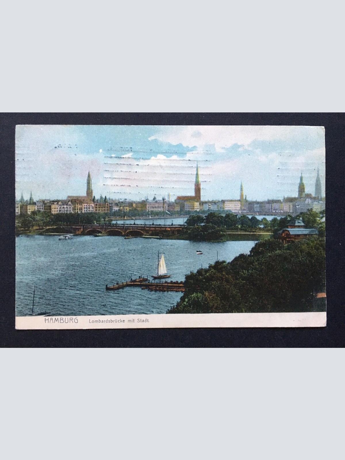 Hamburg Lombardsbrücke Stadt Segelboot Hafen Turm Wald Deutschland 4006801 TH