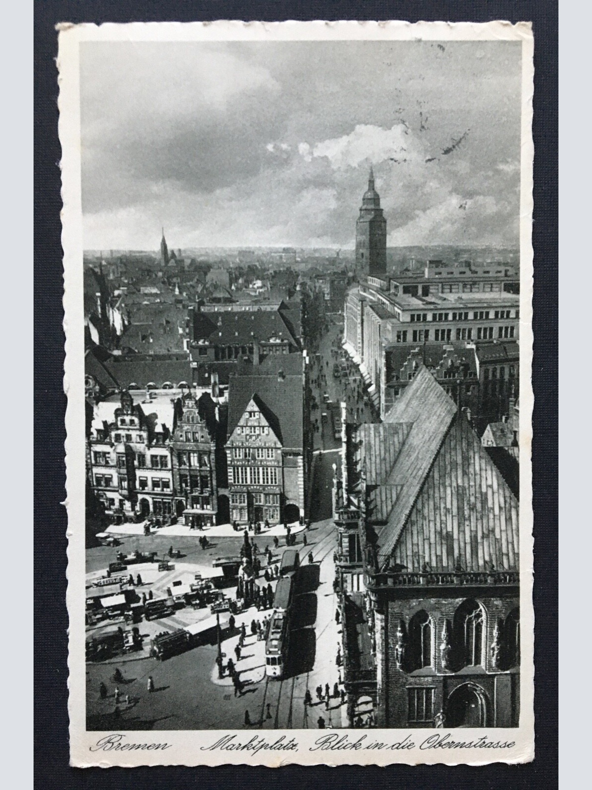 Bremen Marktplatz Obernsstrasse Stadt Turm Strassenbahn Deutschland 4006811 TH