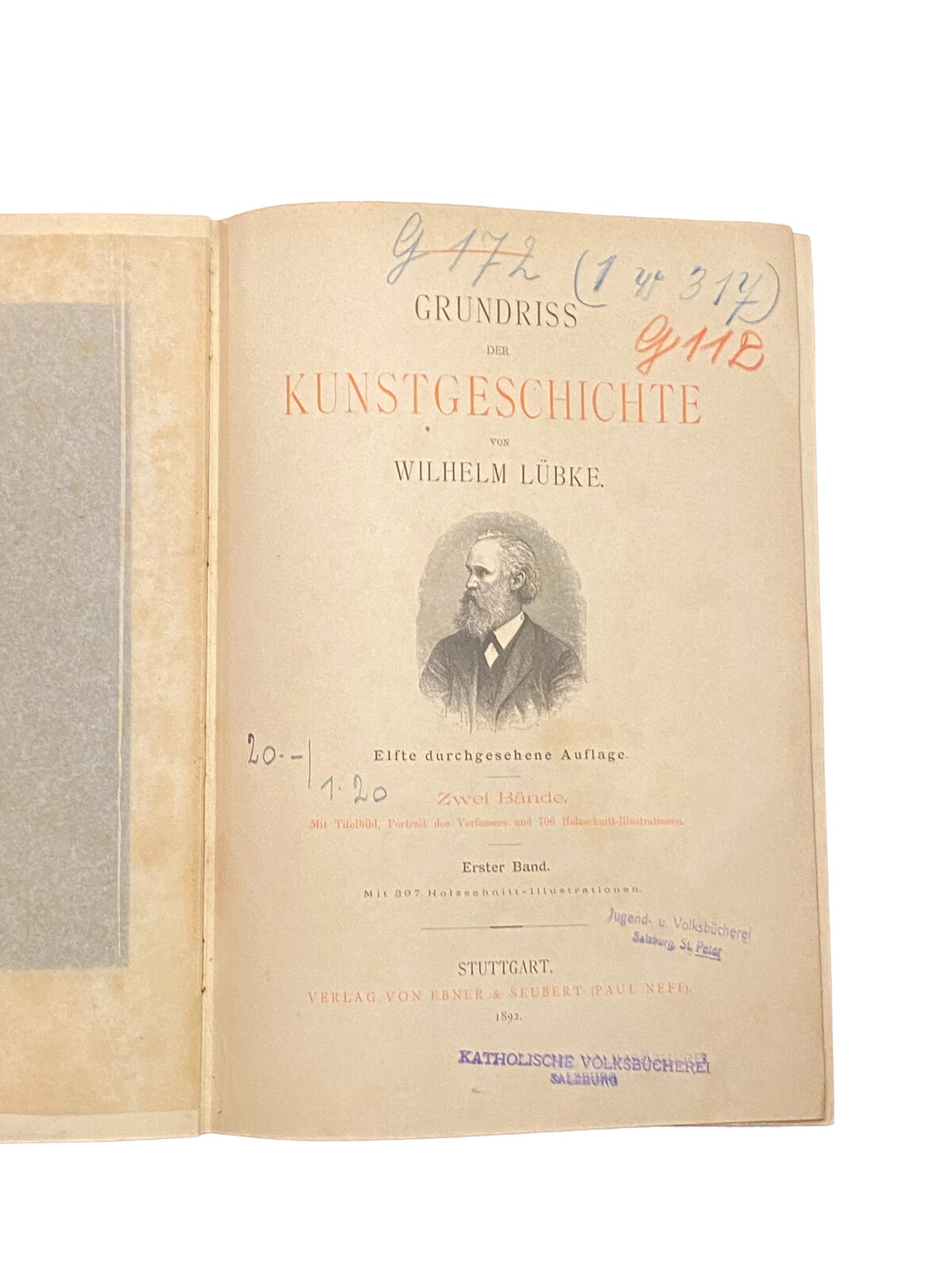 4269 Lübke GRUNDRISS D. KUNSTGESCHICHTE: 1. BAND MIT 397 HOLZSCHNITT-ILLUS.