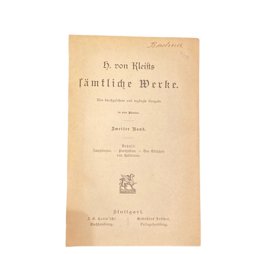 4318 H. VON KLEISTS SÄMTLICHE WERKE IN VIER BÄNDEN: ERSTER UND ZWEITER BAND