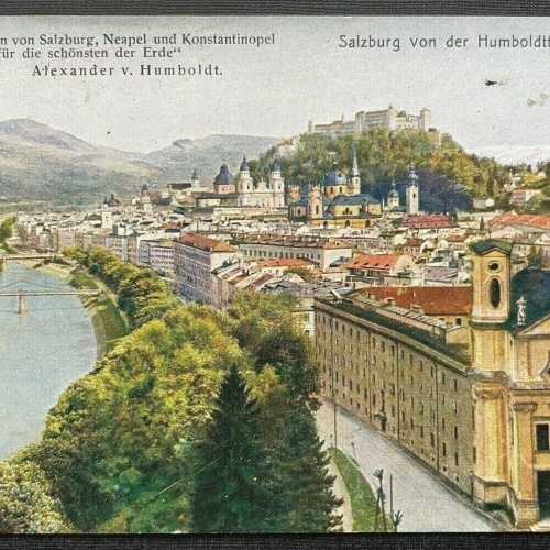 Salzburg  v.d. Humboldtterasse Salzach Festung Burg Kirche Österreich 410861 TH