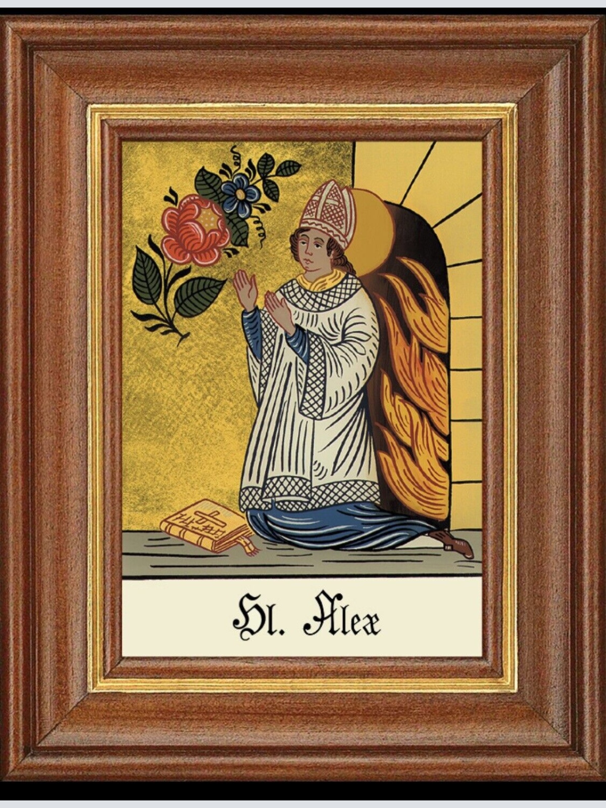 Hinterglasbild Heiliger Alex Patronatsbild Taufe Namenspatron  12,7x16