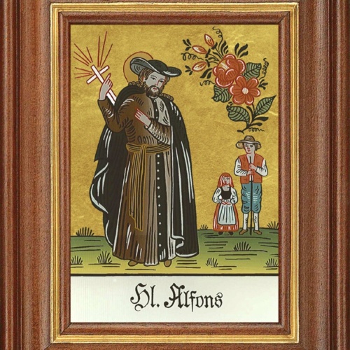 Hinterglasbild Heiliger Alfons Patronatsbild Taufe Namenspatron  12,7x16