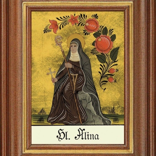 Hinterglasbild Heilige Alina Patronatsbild Taufe Namenspatron  12,7x16