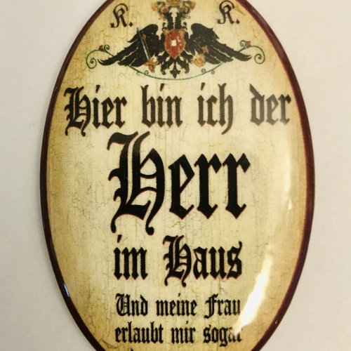 K&k nostalgie flaschenöffner magnetisch hier bin der herr im haus  7x4,5cm