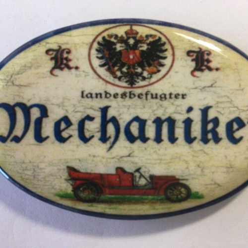 Nostalgie flaschenöffner magnet landesbefugter mechaniker auto oldtimer