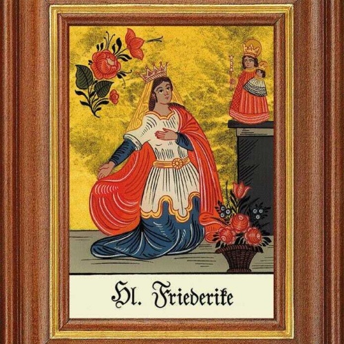 Hinterglasbild - heilige friederike - patronatsbild taufe namenspatron 12,7x16