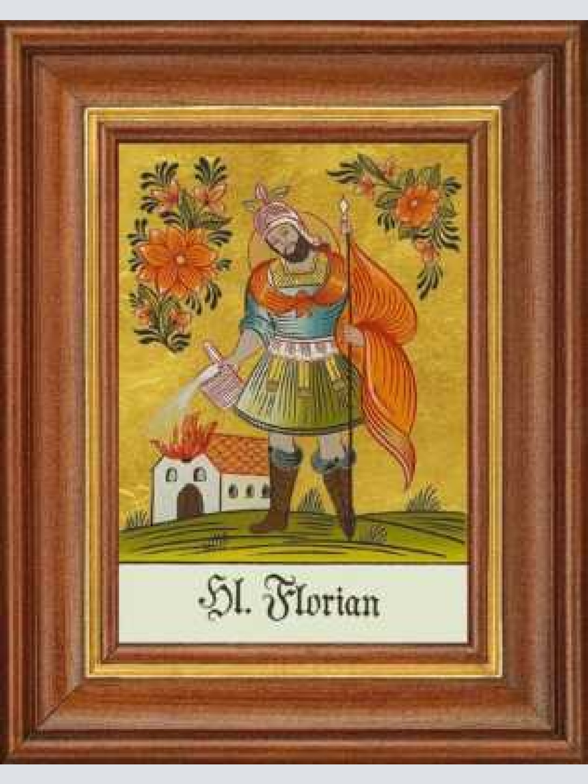 Hinterglasbild - heiliger florian - patronatsbild taufe namenspatron 12,7x16