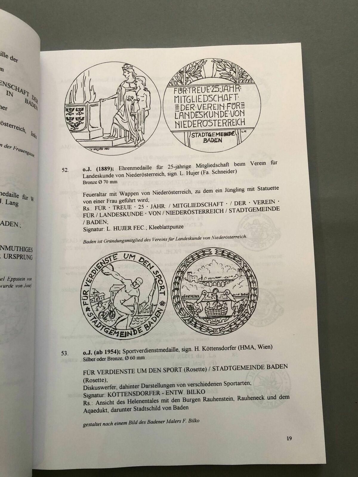 Medaillen Plaketten Abzeichen und Marken der Stadt Baden bei Wien 40209