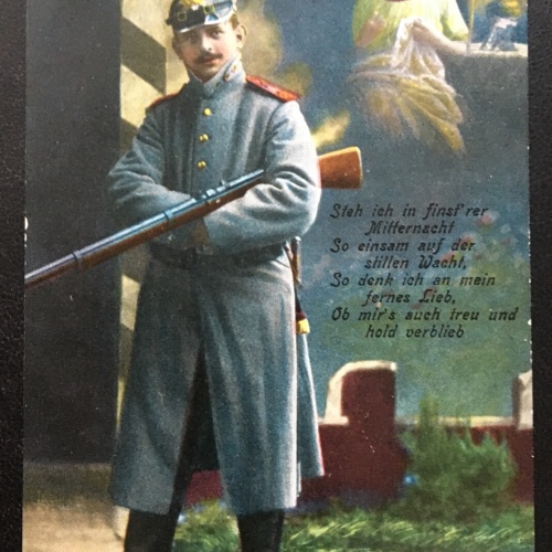 In finsterer Mitternacht - Soldat träumt von Frau - Militär Krieg 400646 TH