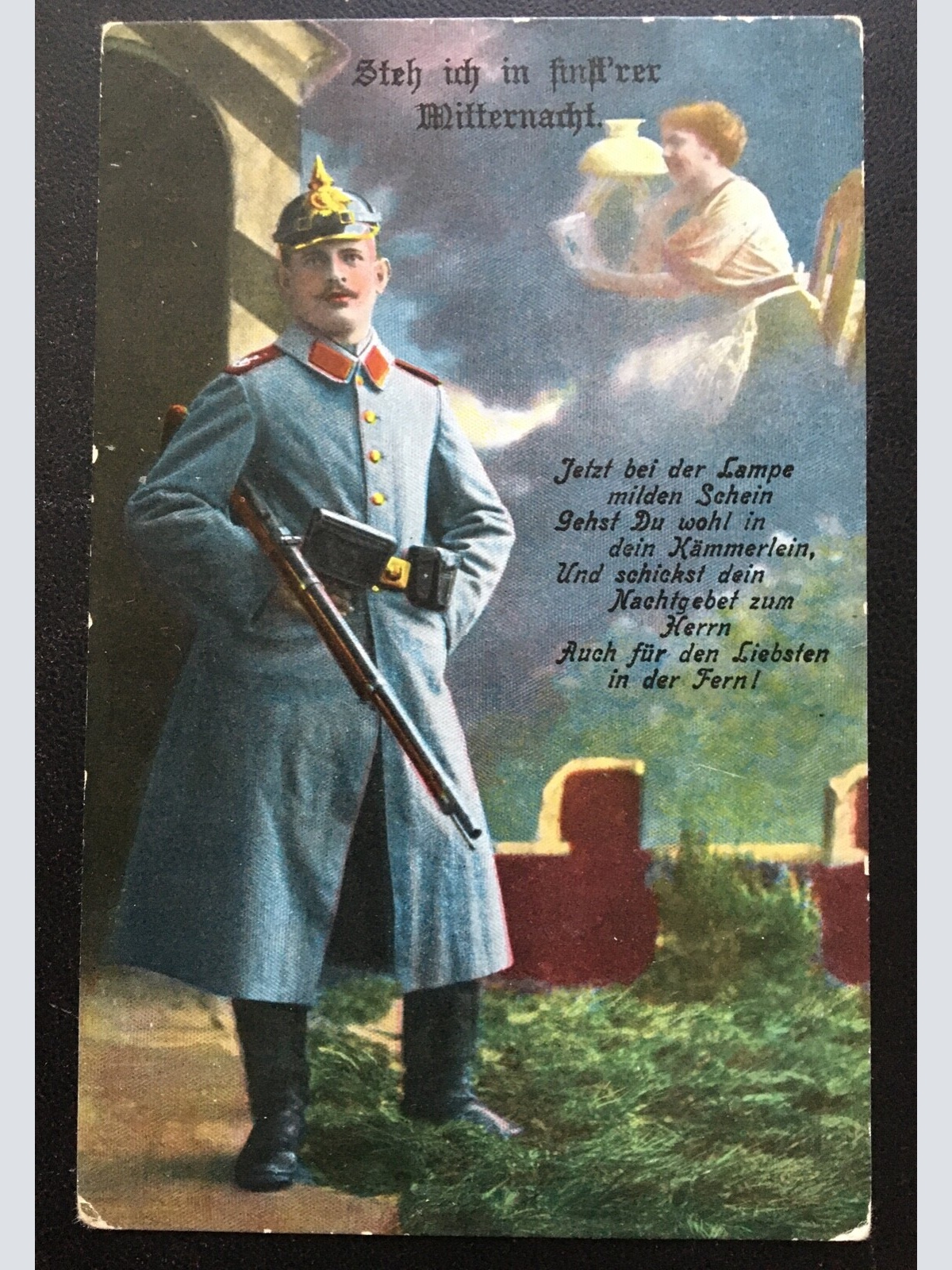 In finsterer Mitternacht - Soldat träumt von Frau - Militär Krieg 400644 TH