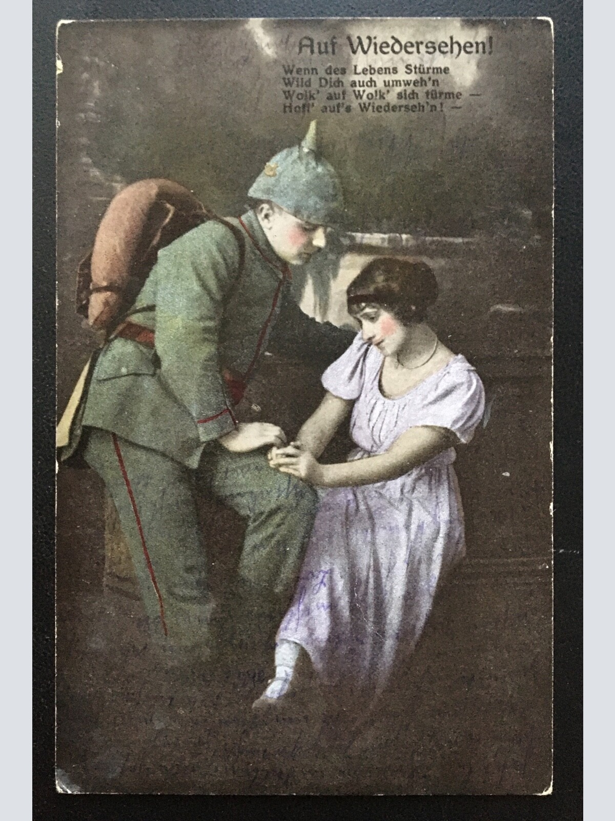Auf Wiedersehen! - Soldat mit Frau - Militär Krieg 400675 TH