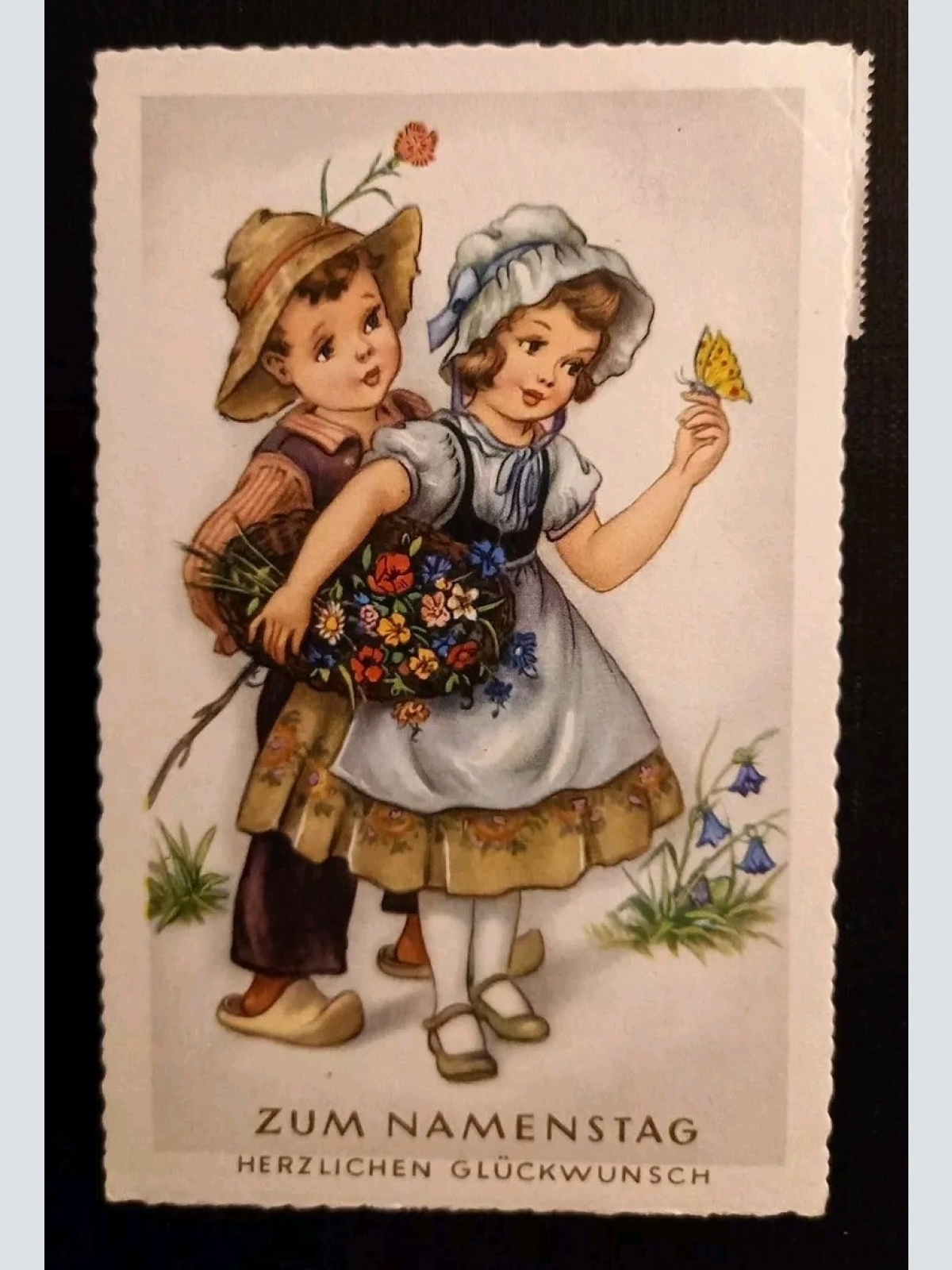 Glückwunsch Zum Namenstag Junge u. Mädchen Blumen u.Schmetterling 700127 gr I