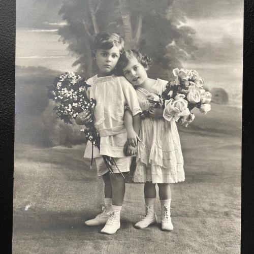 Herzlichen Glückwunsch zum Namenstage Kinder Blumenstrauß Wiese Baum 400592 TH A