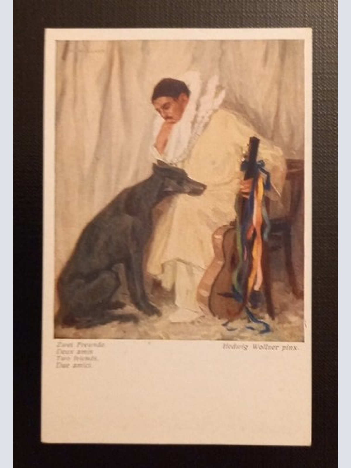 Künstlerkarte Hedwig Wollner Zwei Freunde 650213 Ga E