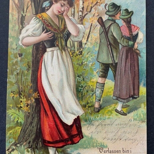 Verlassen bin i Gedicht Mann Frau Paar Trennung Liebe Kleid Tracht 400343 TH A