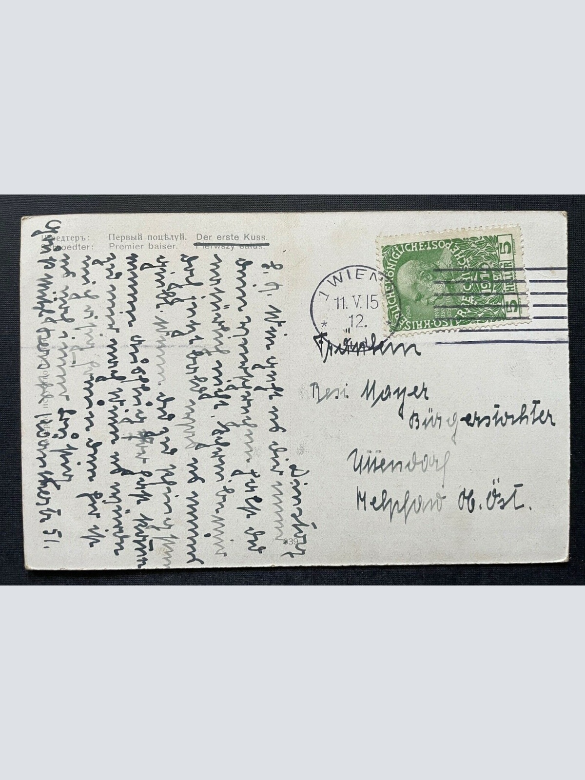 Malerei Der erste Kuss Schroedter Mann Frau Paar Kleid Umhang Natur 400390 TH