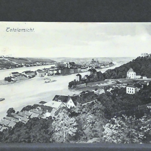 Passau Deutschland Totalansicht Donau Inn Schiffe JW 3402 F