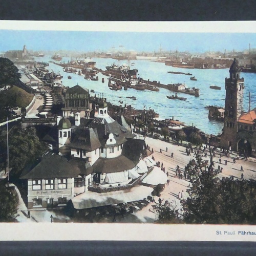 Hamburg St Pauli Fährhaus mit Hafen JW 410221 F
