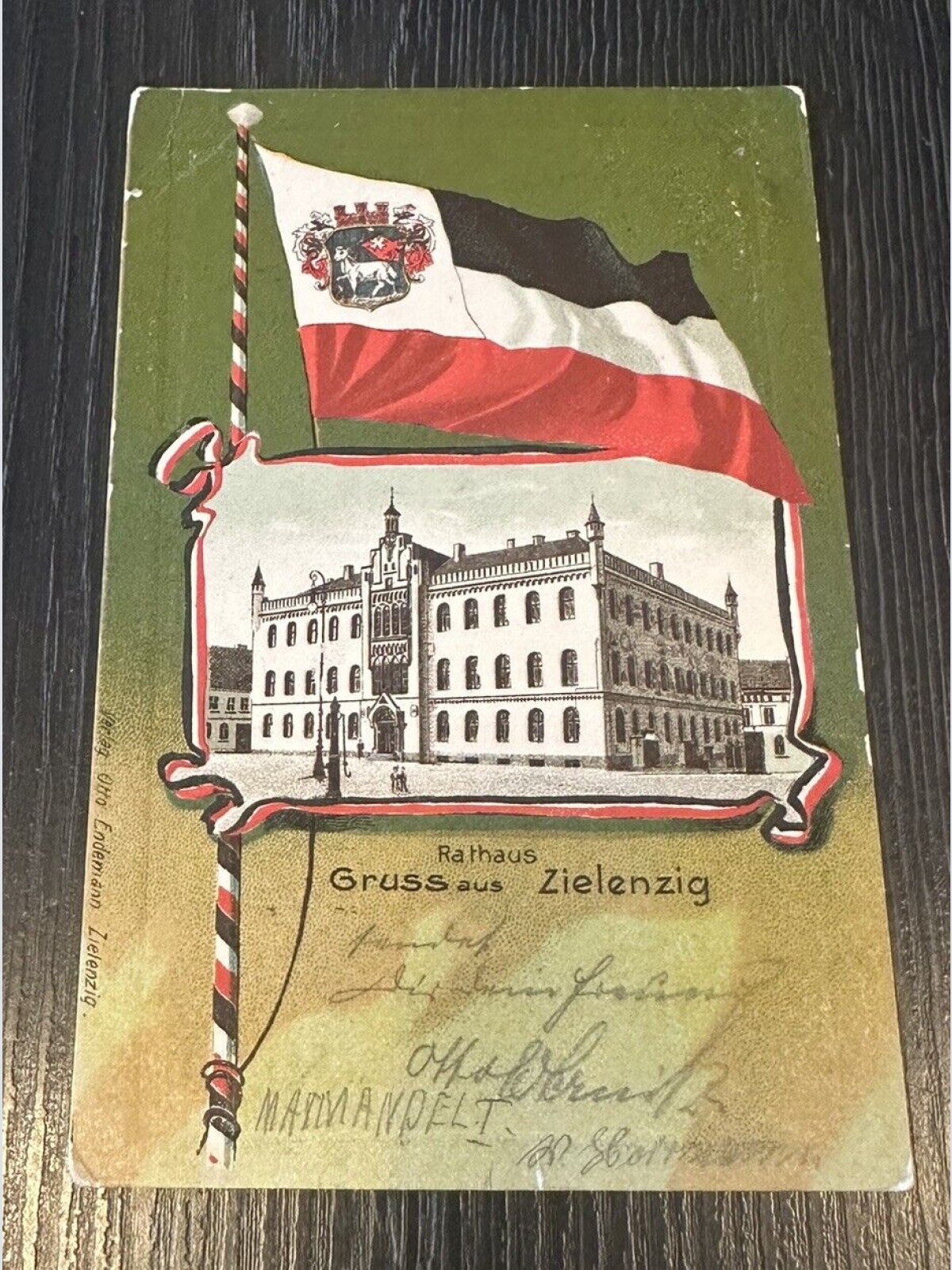 Gruss aus Zielenzig Rathaus Flagge Sulęcin Lebus Polen 75351