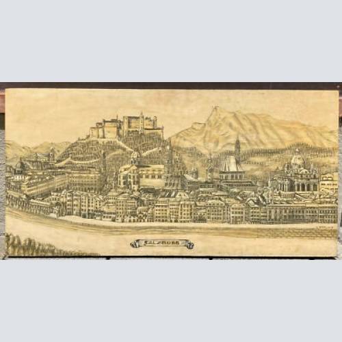 Festung Hohensalzurg Rahmenlos auf Holz gemalt 100 x 50 cm  300001