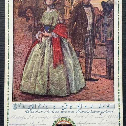 Deutscher Schulverein Feinsliebchen Noten Frau Mann Kleid Hut Anzug 400309 TH