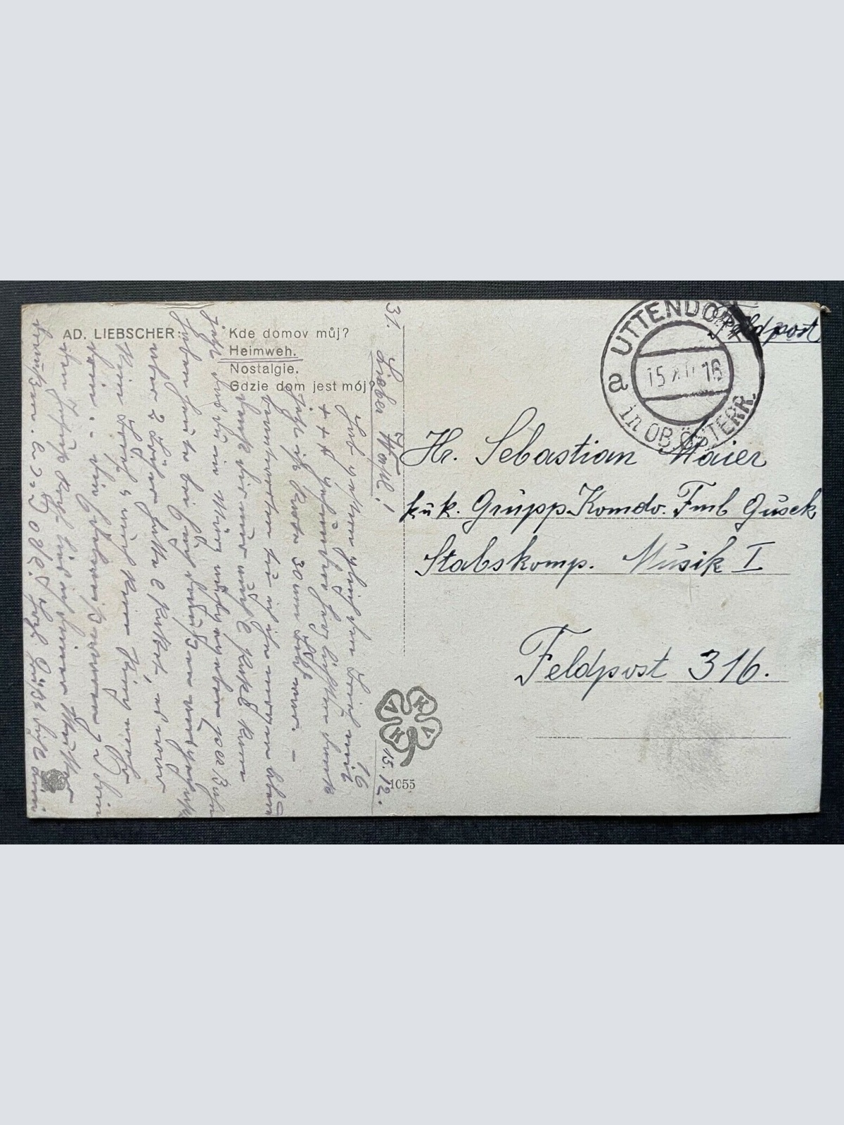 Malerei Heimweh Ad.Liebscher Frau Mann Musiker Geige Kleid Anzug Natur 400337 TH