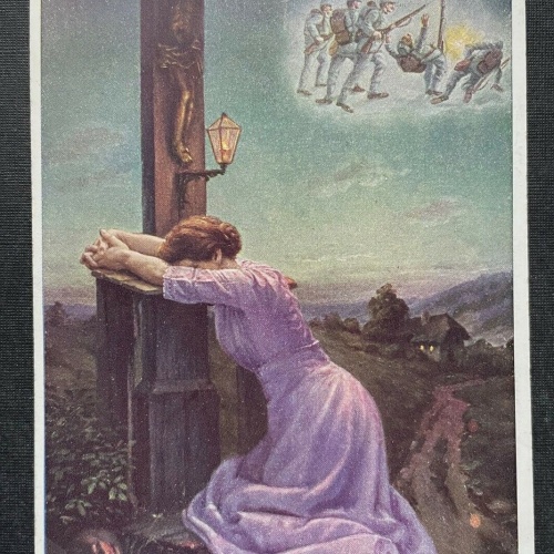 Ich hoffe auf dich Frau Gebet Kleid Kreuz Soldat Rückkehr Haus Krieg 400287 TH A