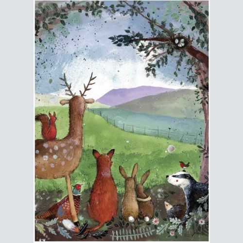 Alex Clark Karte Tiere am Waldrand Forest Friends 140x140 mm incl. Umschlag 0043
