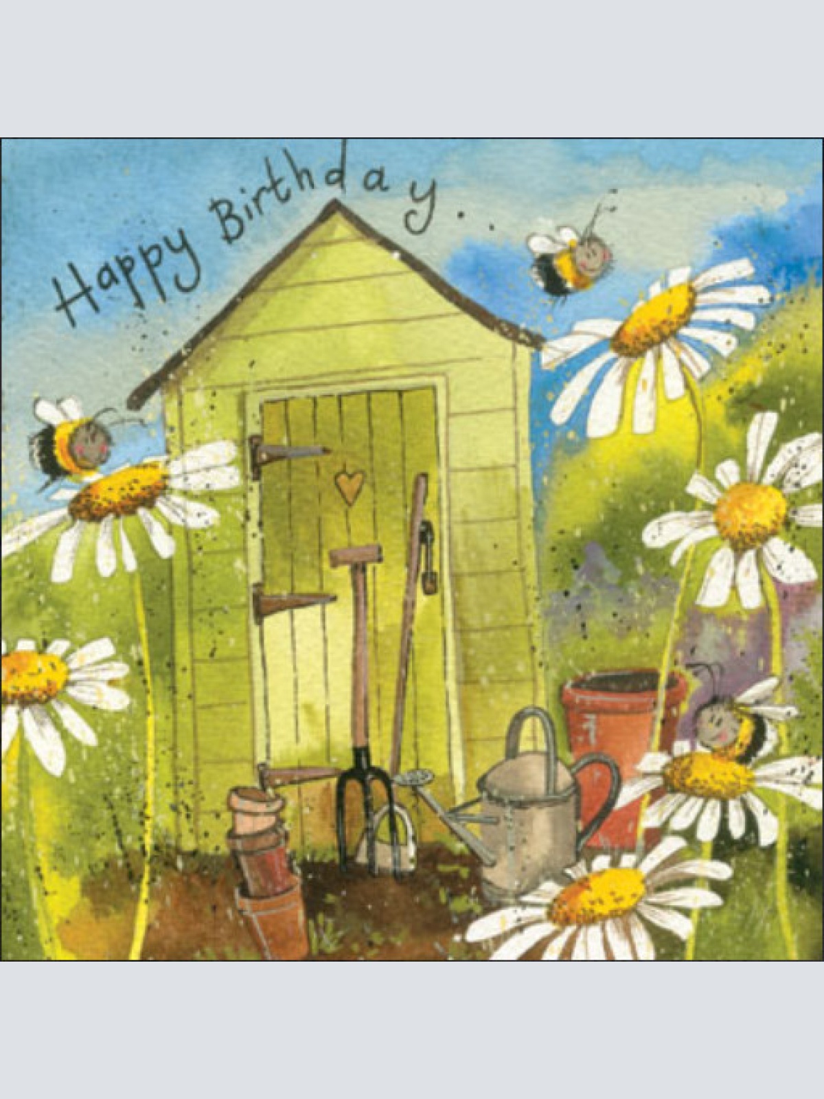 Alex Clark Karte Sommer Gartenzeug zum Geburtstag 140x140 mm incl. Umschlag 0039