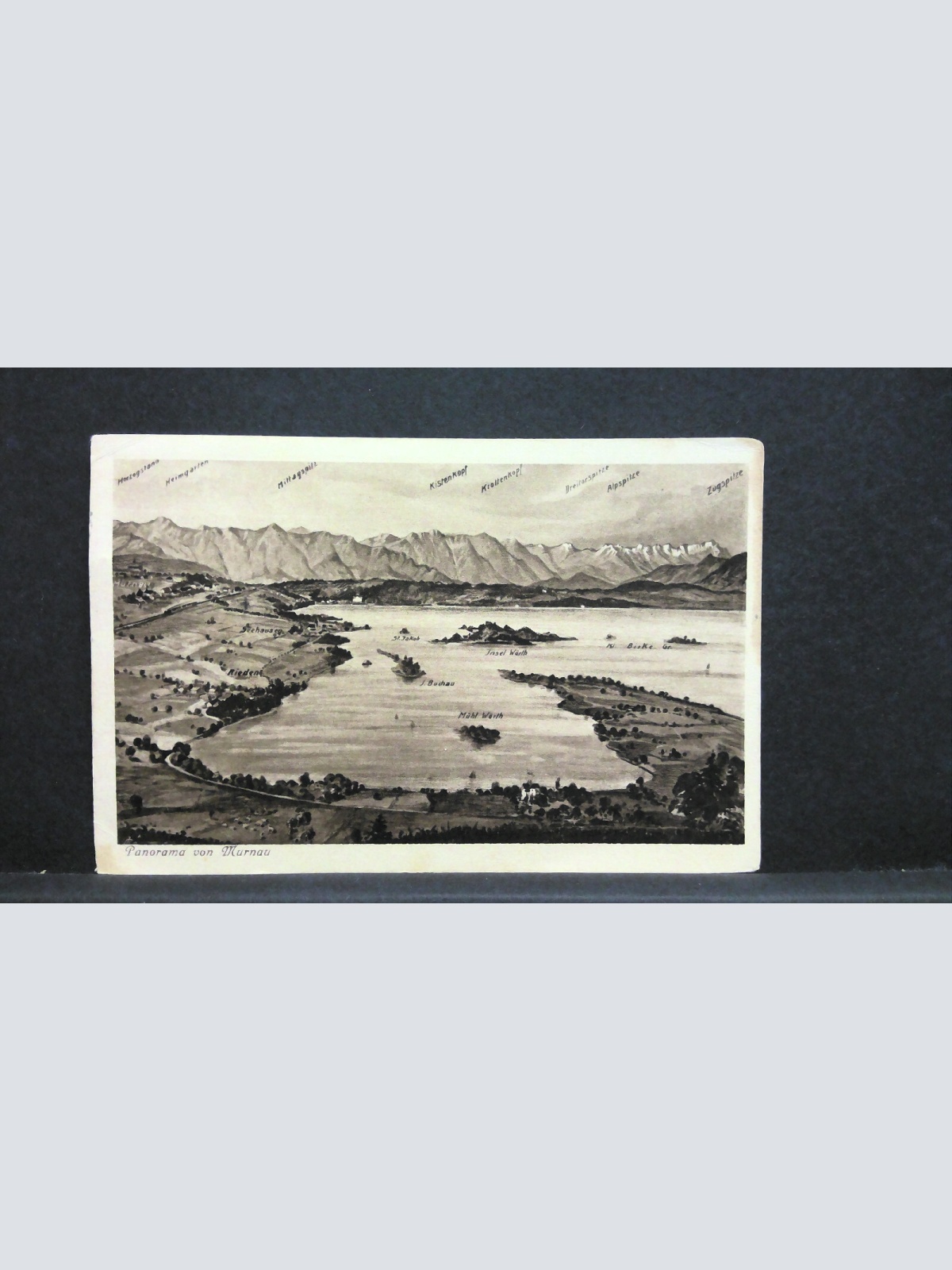 Panorama von Murnau Mittagspitz Kistenkopf Berge See 140424 jw J