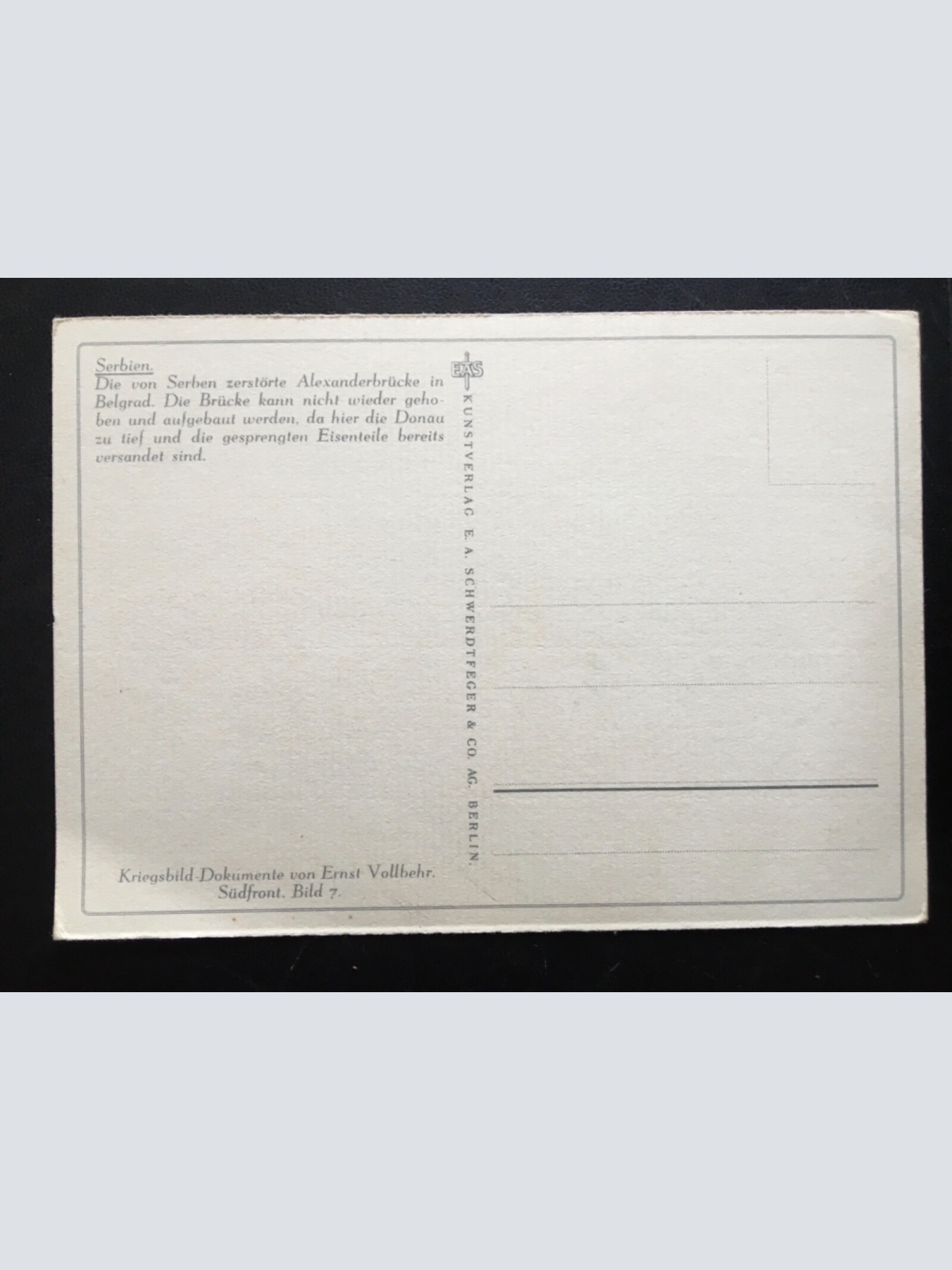 Die v. Serben zerstörte Alexanderbrücke (E.Vollbehr) - Belgrad Serbien 270033 TH