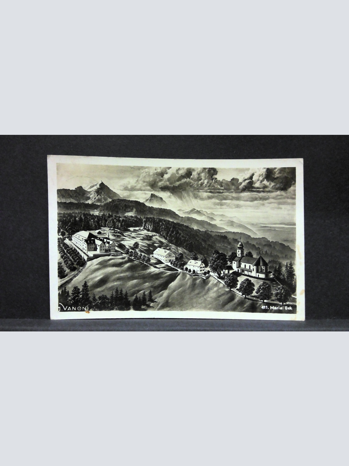 Maria Eck Wallfahrtsort Deutschland Zeichnung Berge JW165420