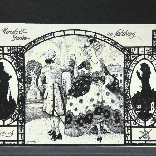 Mirabellgarten zu Salzburg Tanz Zeichnung Mozart JW165450