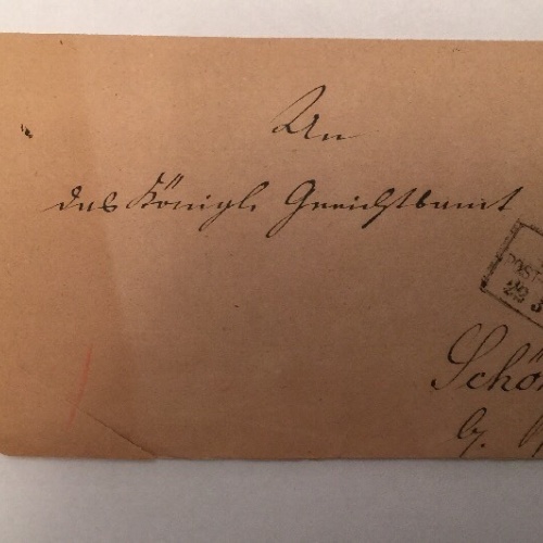 Dt. Reich 1872 königl. Gerichtssache Dresden Schönfeld Siegel 17.8x8 cm 14496