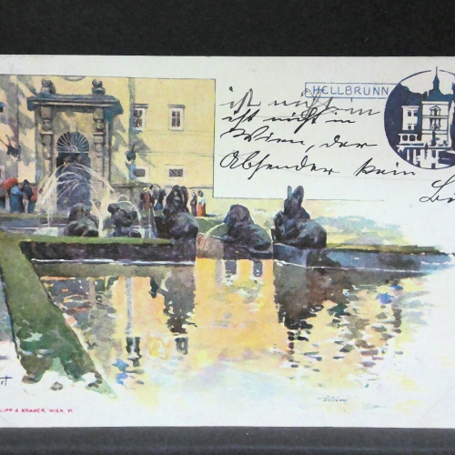 Salzburg Hellbrunn Zeichnung Künstlerkarte JW212